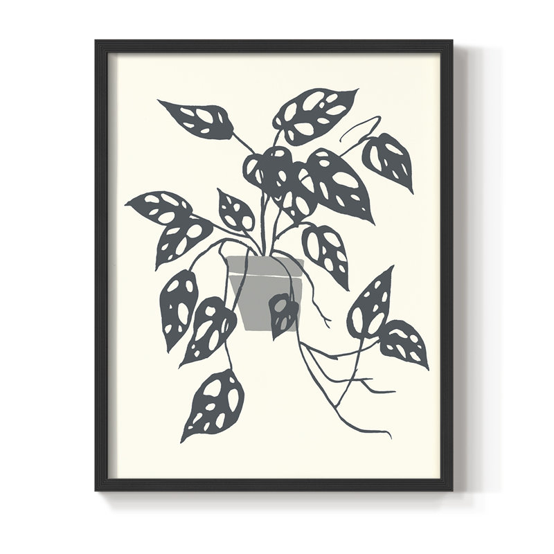 «Growing Leaves I», reproduction encadrée - bois massif, H 30 po x l 24 po, Noir, noir, noir, noir