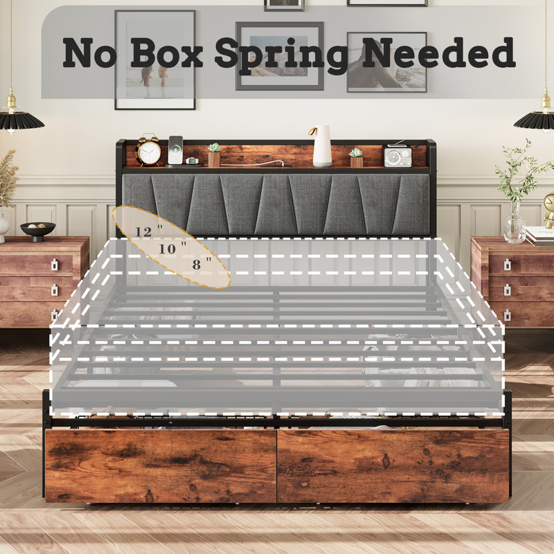 Zulema Upholstered Bookcase Storage Bed, Queen