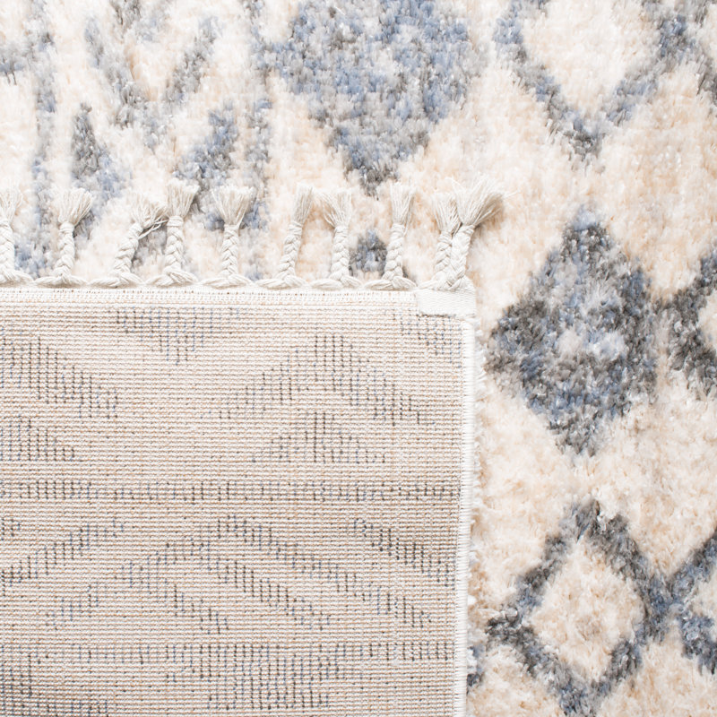 Triplett Fringe Shag Cream/Grey Area Rug, Rectangle 5'3" x 7'6"
