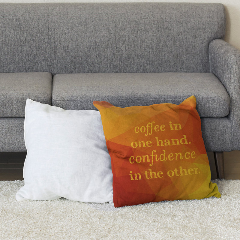 Coussin de sol en pierres précieuses café et confiants, Jaune ambre, H 36 po x l 36 po