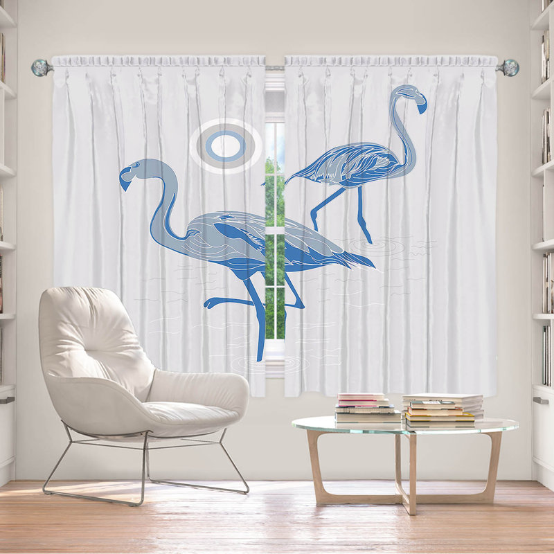 Paire de rideaux obscurcissant en polyester Denes, Bleu clair / gris / blanc, L 40 po x L 61 po