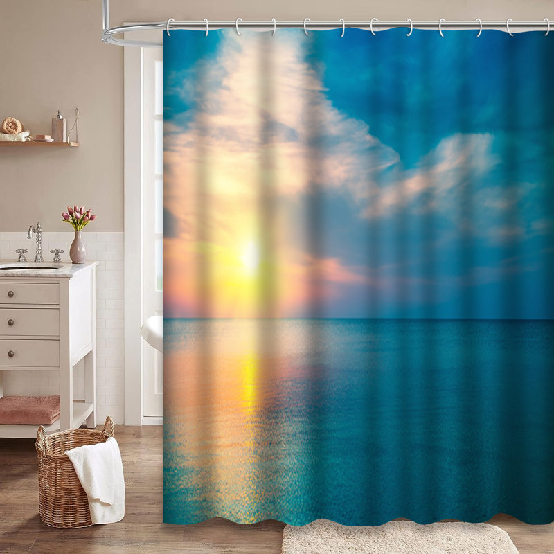 Rideau de douche avec 12 crochets Sunrise, L 72 po x l 78 po