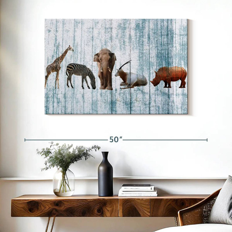 Animaux de safari en bois Brampt, H 26 po x l 39 po