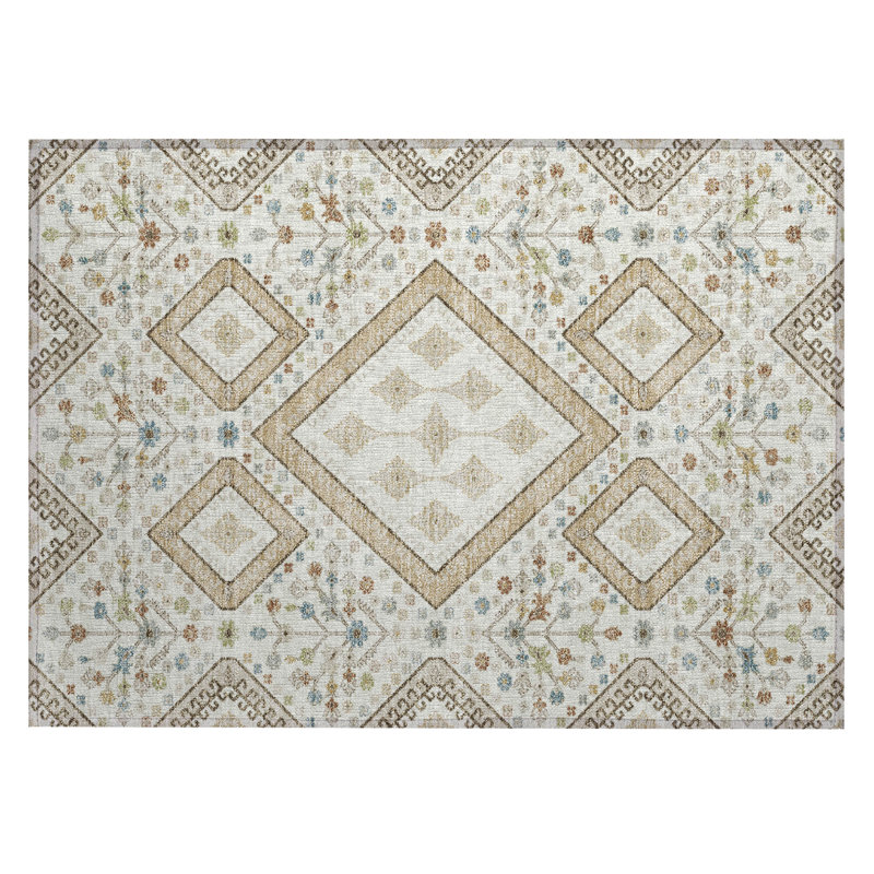Machine Washable Indoor/Outdoor Chantille ACN2459 Casual Rug, 1'8" x 2'6", Ivory