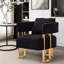 Fauteuil confortable avec pieds carrés dorés - Revêtement en molleton noir pour salon, vestiaire, bureau, salle de réception