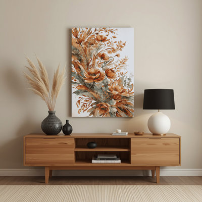 Aquarelle florale 43, art mural gris en métal