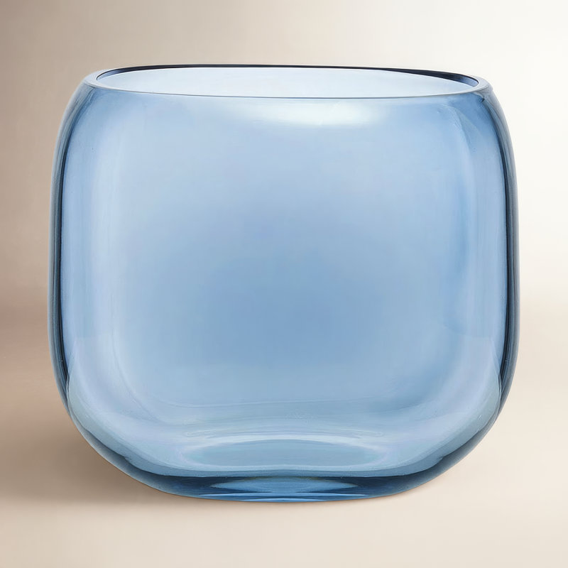 Vase en cristal Mono Box, Bleu acier, H 7,76 po x l 8,46 po x P 8,46 po