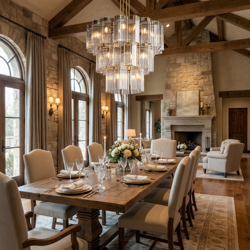 16-light 32"w Polished Brass Modern Tired Chandelier With Glass Shade For Dining Room Or Living Room