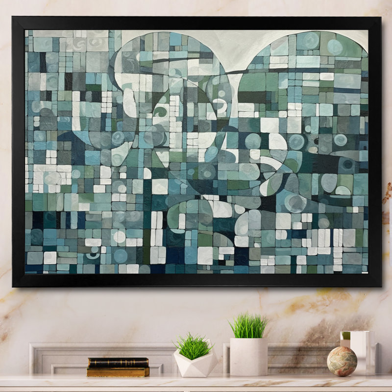 «Kamare Blue and Green Bohemian Medley», reproduction sur toile, Cadre photo noir, H 12 po x l 20 po x P 1 po