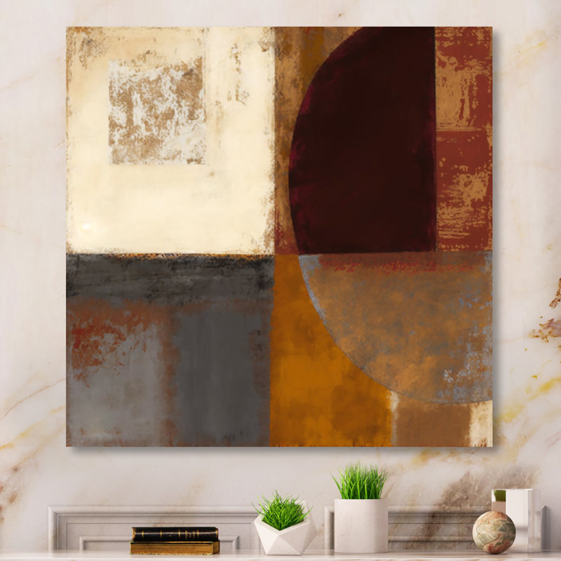 Chocolat brun élémentaire V - art abstrait sur toile, H 36 po x l 36 po x P 1,5 po, Toile tendue