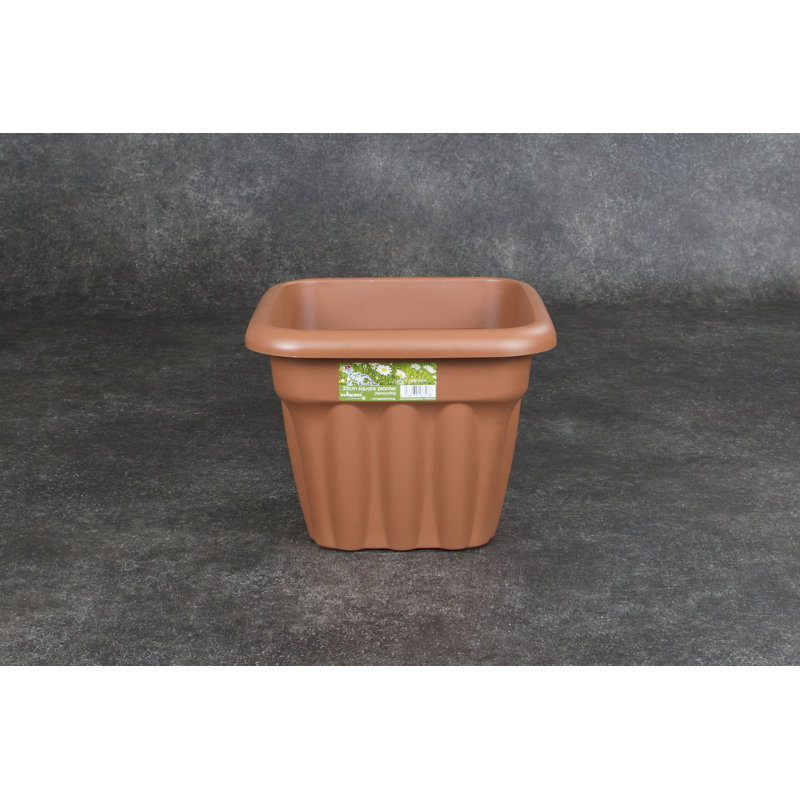 Wham Vista Square Planter, 25cm H x 33cm W x 33cm D, Terracotta, 3
