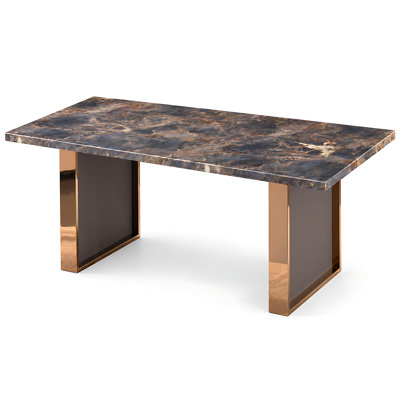 Rectangular Dining Table with Metal Panel Legs