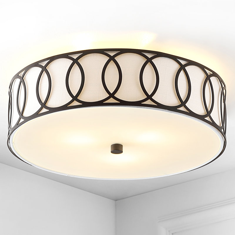 Plafonnier encastré en métal Hershberger, Bronze frotté à l'huile, H 5,5 po x l 15,5 po x P 15,5 po