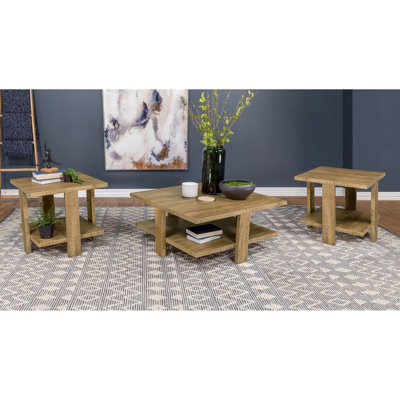 Ensemble de 3 tables basses et tables de bout Runnion Mango Brown (seulement avec table basse)