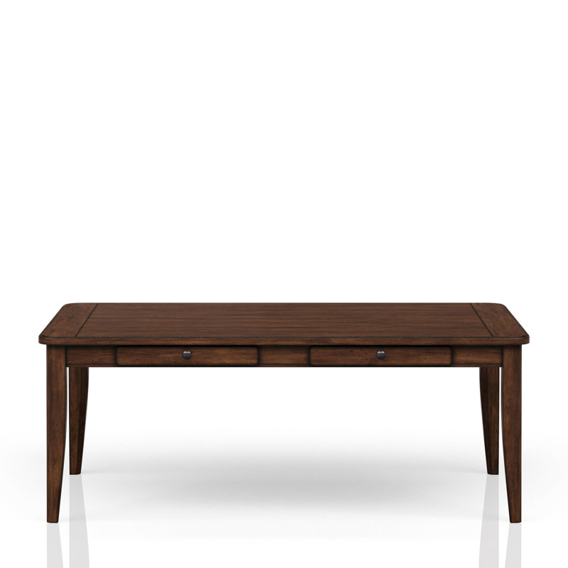 Table de salle à manger de 78 po avec quatre tiroirs de rangement en brun - bois massif + transitionnel et design