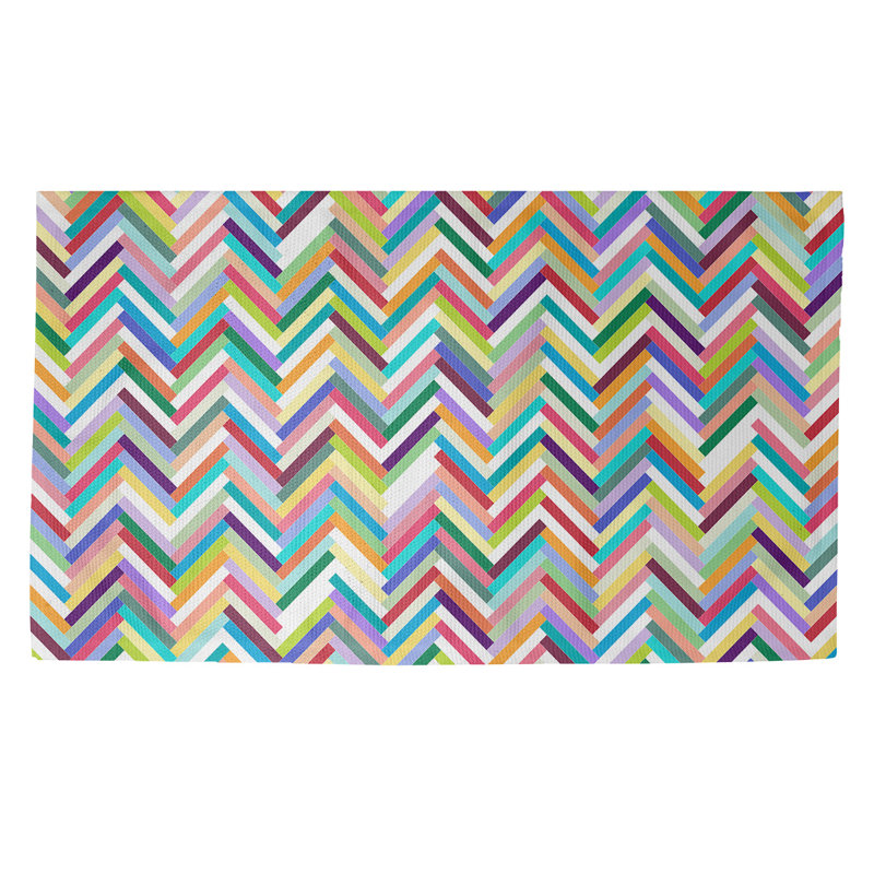 Tapis de zone rose de remplacement chevrons Mcguigan, Rectangle 2 pi x 3 pi