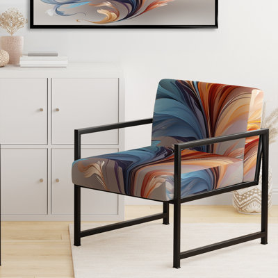 Chaise d'appoint Fractal Boho Feather Amber Turquoise