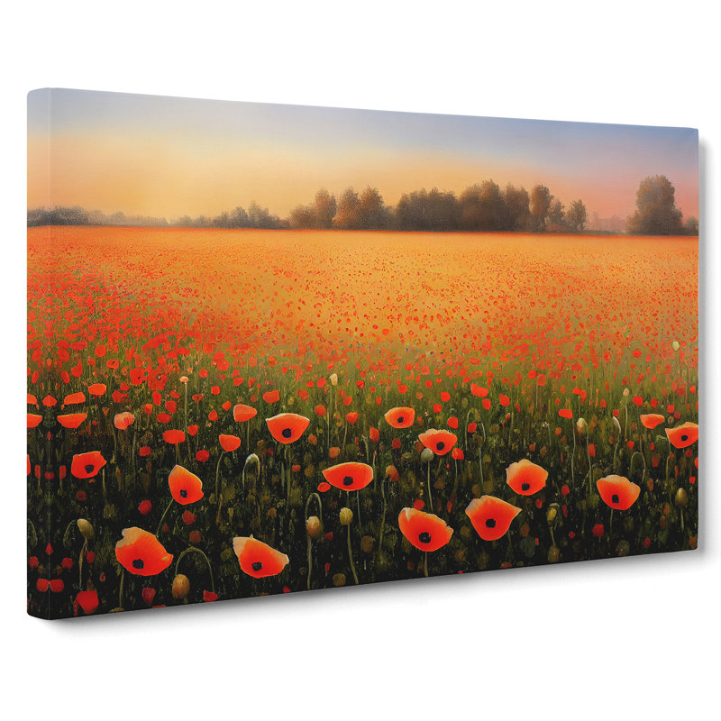 Pretty Poppy Field Flowers - Wrapped Canvas, 50cm H x 76cm W x 3cm D