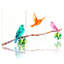Oiseaux colorés sur une branche avec des raisins, ensemble de 3 impressions sur toile-951701187