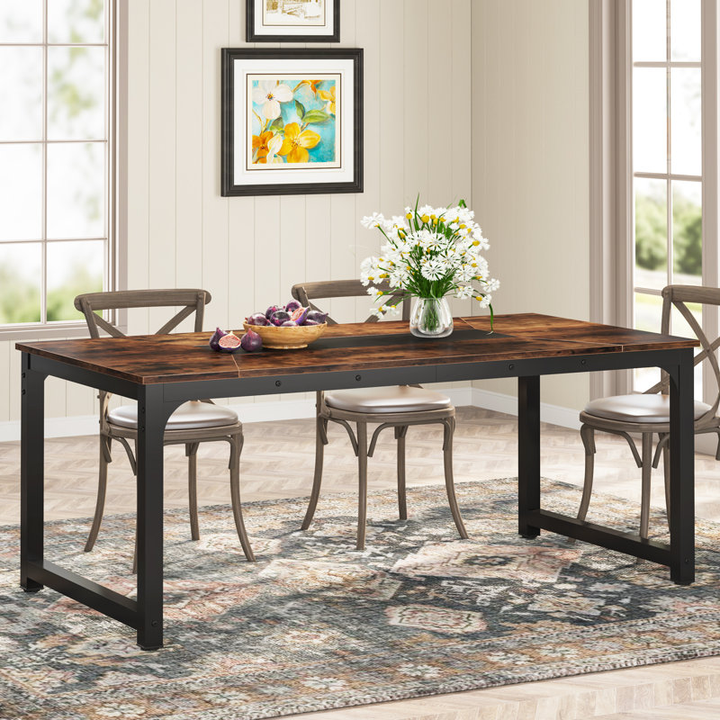 Table de salle à manger, L 35,4 po x L 70,9 po, Brun rustique, Noir