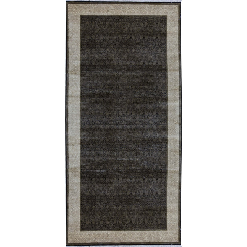 Hand-Knotted High-Quality Black and Gold Area Rug