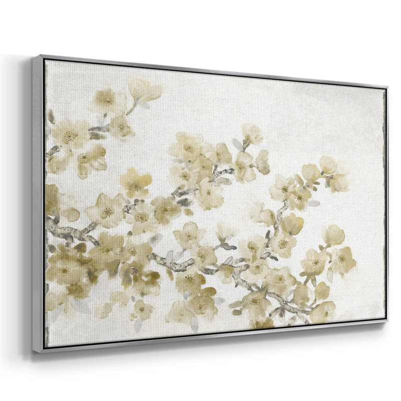 " Neutral Cherry Blossom Composition II ", 17" H x 25" W x 2" D, Silver