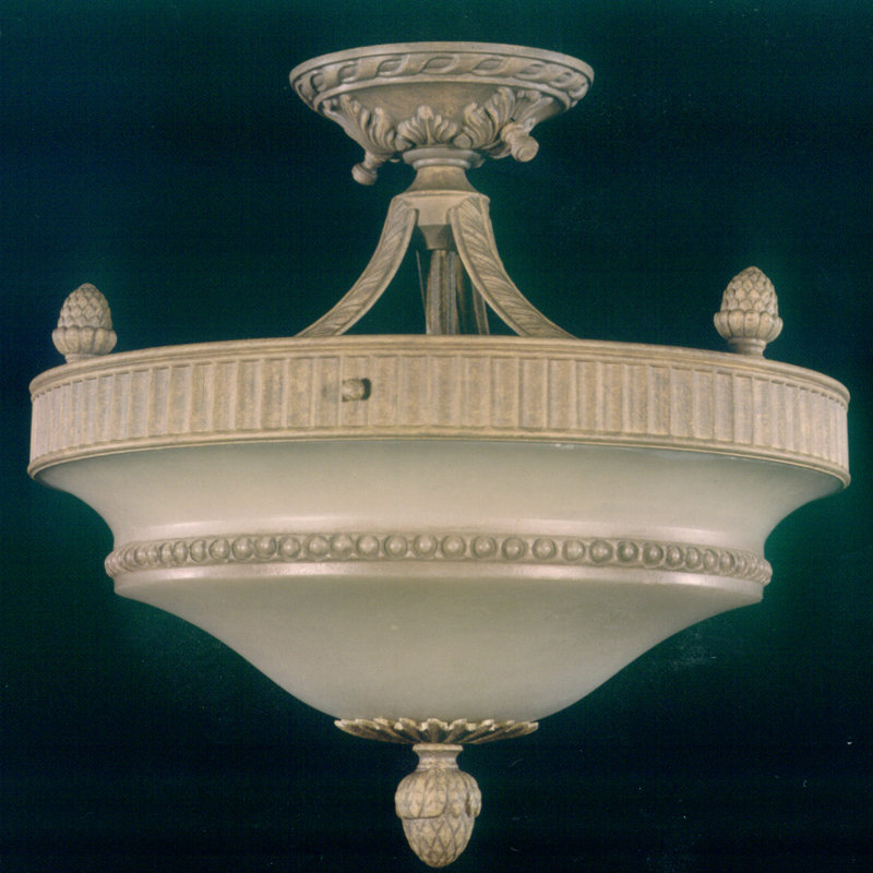 Finkle Glass Semi Flush Mount, Antique Silver