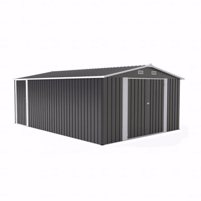 Outdoor Storage Shed 10×14 FT With 3 Lockable Doors,Utility Tool Shed Metal Storage Garden Sheds Frame And 4 Vents