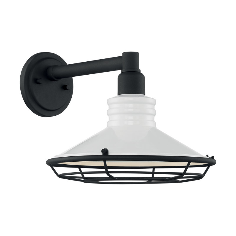Parkdale Wall Light, Black, Gloss White/Textured Black, 10" H x 12" W x 16" D