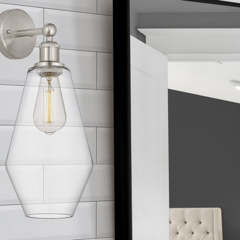 Amylea Armed Sconce, Clear, Brushed Satin Nickel