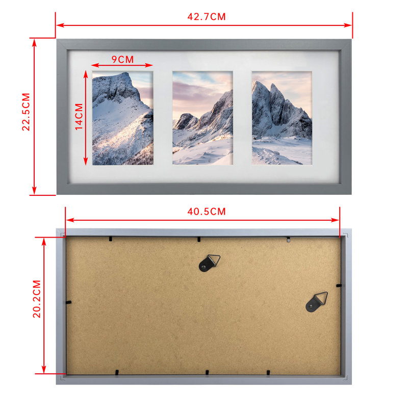 Domic Picture Frame with Mat, Grey