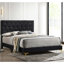 Luxueux lit à panneau tapissier en velours avec capitonnage à losanges et accents dorés, parfait pour les chambres à coucher modernes et glamour