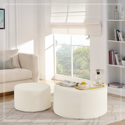 Round Upholstered Ottoman with soft seat