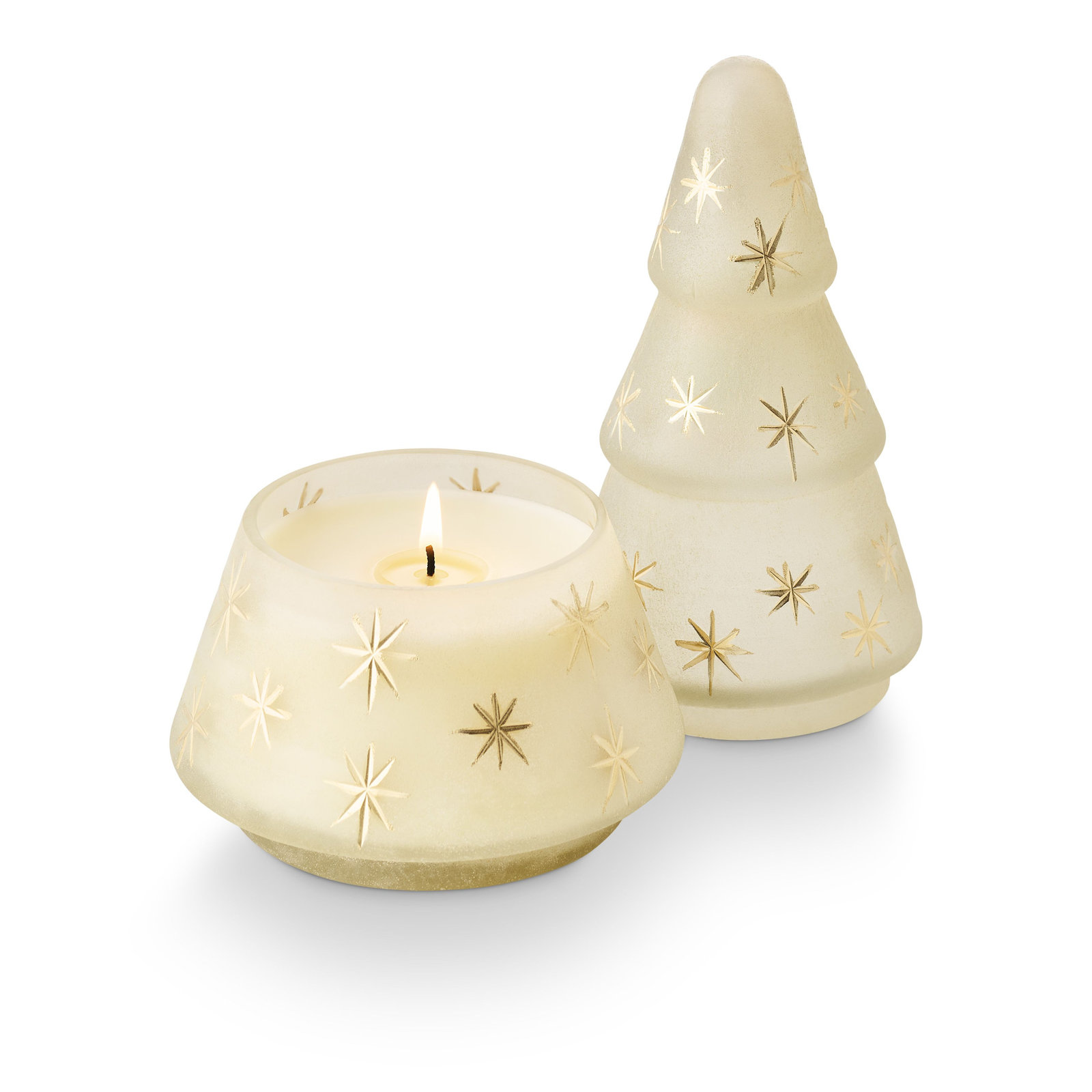 Balsam & Cedar Glass Candle, Ivory