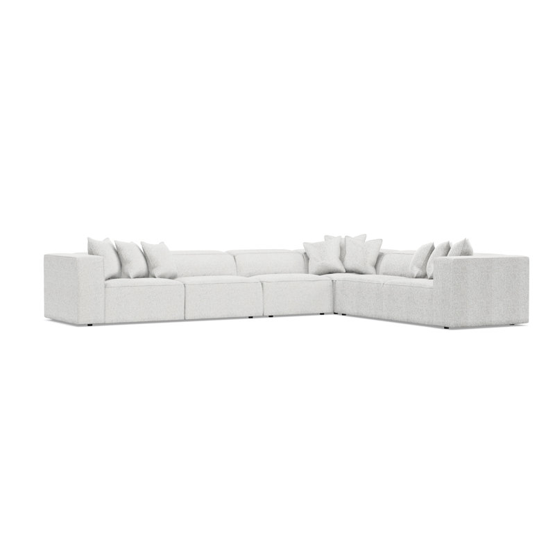 Bernhardt Bliss 4-Piece Fabric Sectional, White Polyester, 28" H x 160.5" W x 123.5" D