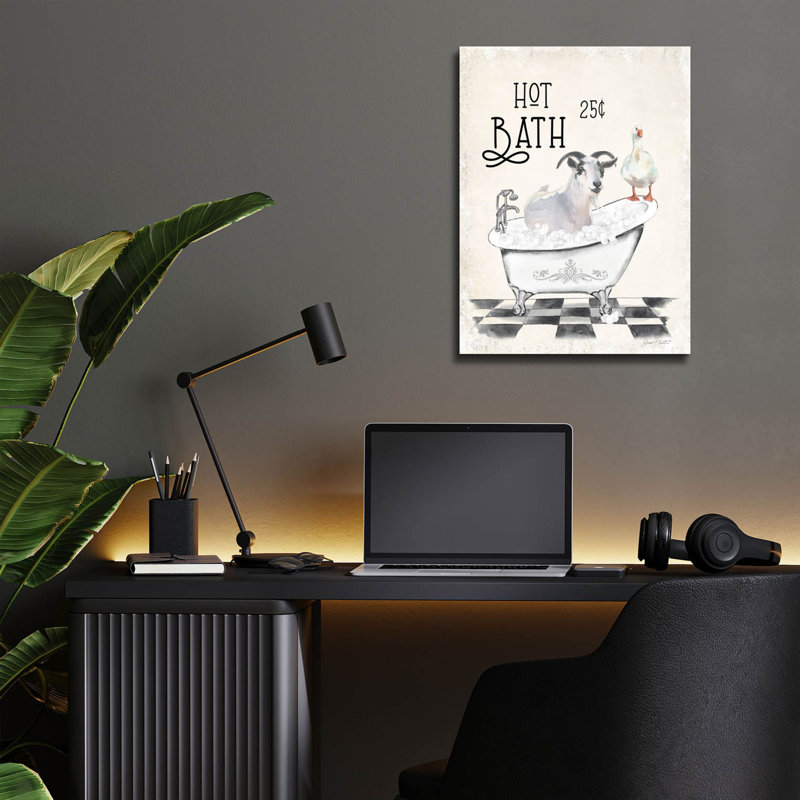 «Farm Animals Bath D» par Jean Plout, art mural en verre acrylique, H 16 po x l 12 po x P 0,13 po