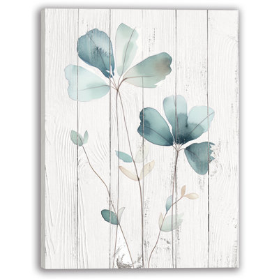 Modern Botanicals Teal Watercolor Canvas Wall Art
