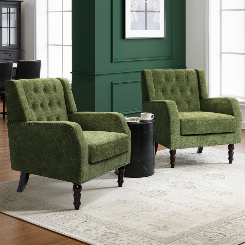 21.65" Wide Tufted Upholstered Accent Armchair, Green