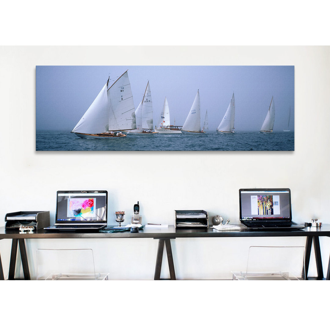 " Yachts Racing In The Ocean, Annual Museum Of Yachting Classic Yacht Regatta, Newport, Newport County, Rhode Island, USA " by Panoramic Images Ebern Designs 