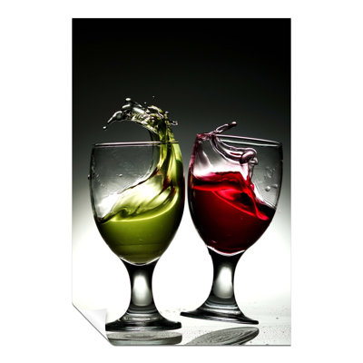Green And Red Liquor In Wine Glasses - No Frame Print