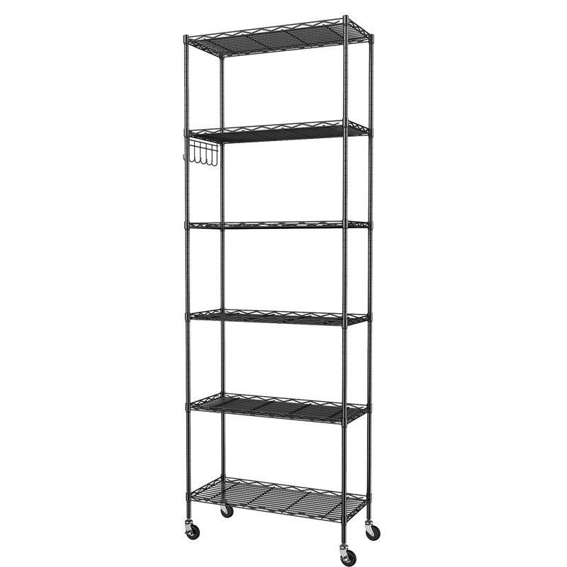 Eilley 6-Tier Steel Shelving Unit, Black