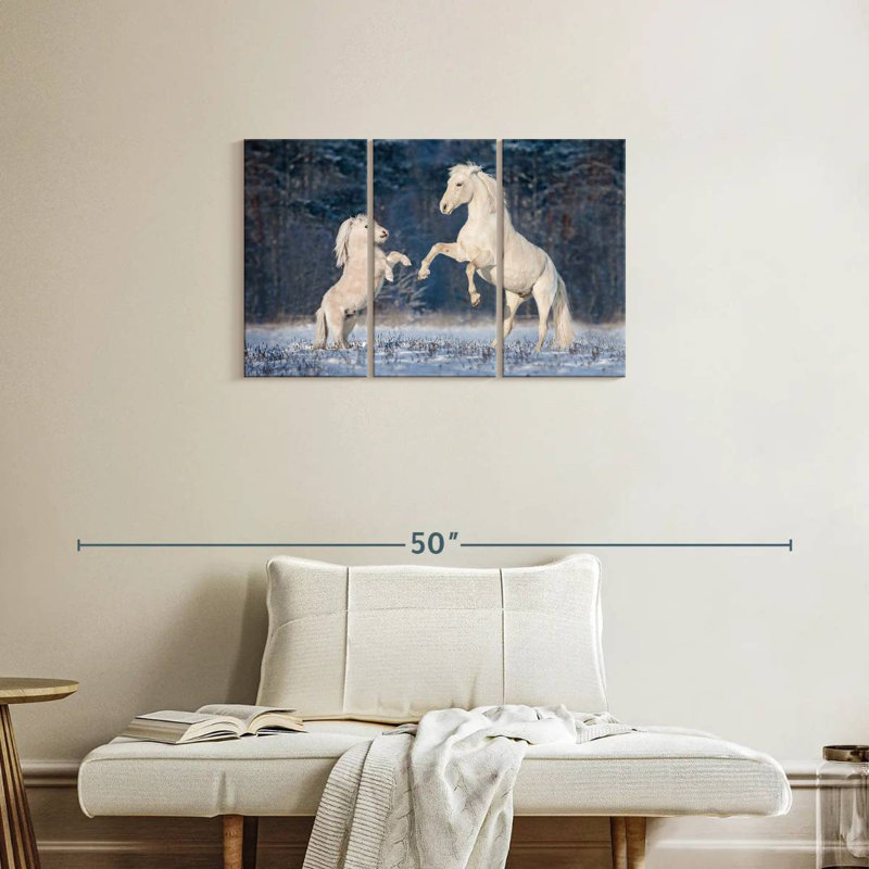 Brampt Winter White Horses, 42" H x 65" W