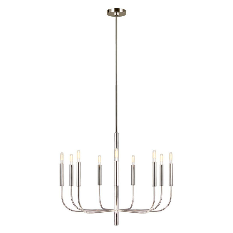 Reign 9 - Light Candle Style Chandelier, Polished Nickel