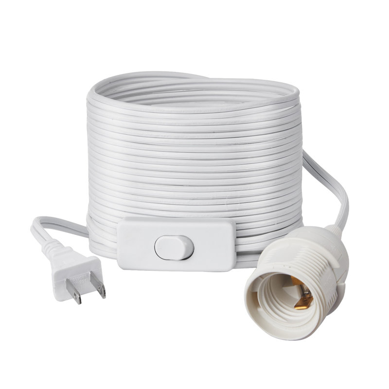 Ensemble de cordon de luminaire suspendu à brancher, rallonges de lanterne de 16 pi, 2 cordons de rechange pour cordon de lampe E26, sécuritaire et robuste, facile à installer, interrupteur marche / arrêt et anneaux de douille