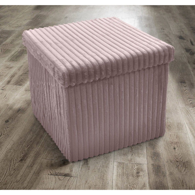 38 CORDUROY STORAGE BOX, 38cm H x 40cm W x 6cm D, Pink