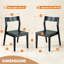 Ensemble de 2 chaises de salle à manger Morven, une chaise de cuisine Windsor en bois massif avec dossier angulaire et design incurvé, structure en bois franc renforcé, finition noire ébène.-892107464