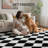 Modern Machine-Washable Non-Slip Checkered Shag Area Rug-1701992176-1702347985