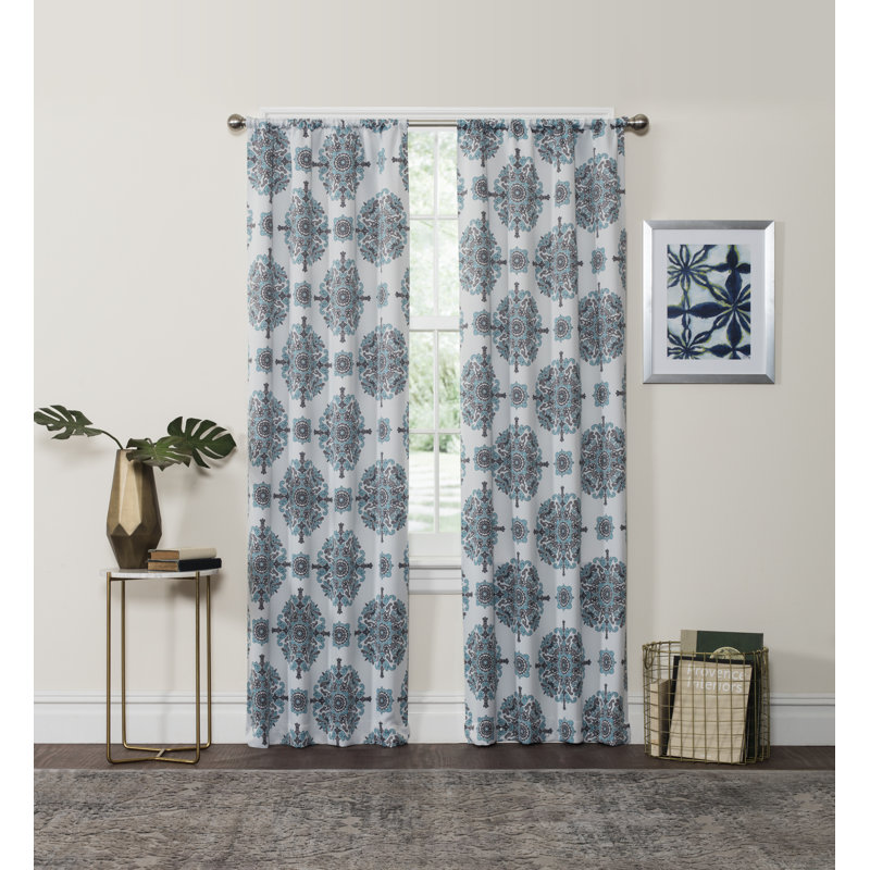 Eclipse Olivia Room Darkening Thermaweave, Rod Pocket Window Curtain Panel, 37" W x 84" L, Aqua