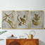 Quatre oiseaux qui chantent - Feuille d'or - Toile sur toile tendue avec châssis encadré - 3 pièces-117236420-117236424