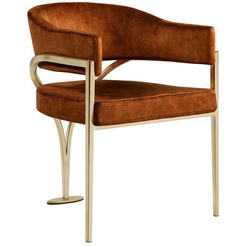 Kirsi Velvet Dining Chair, Gold, Cognac Velvet